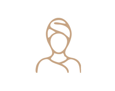 Illustration einer Person mit Handtuch auf dem Kopf