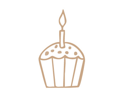 Illustration eines Cupcakes mit Kerze