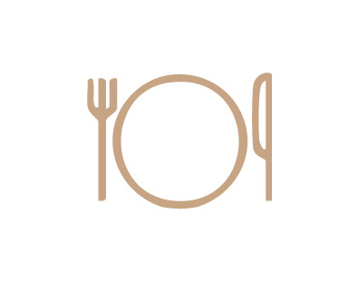 Illustration eines Tellers mit Gabel und Messer